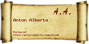 Anton Alberta névjegykártya